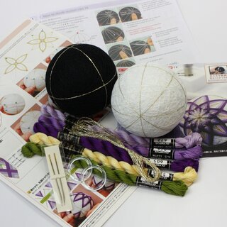 Temari, Fadenblle Materialset fr 2 Blle, mit englischer Anleitung