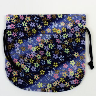 Stoffbeutel Chirimen blau 15 x 15 cm