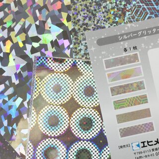 Silber Hologram 15 cm, 6 Blatt in 6 Mustern