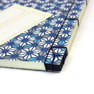 Notizbuch mit traditioneller Bindung 18x13 cm,Asa no Ha blau