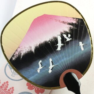 Fcher-Grukarte Fujisan & Kraniche, mit Kyoto-Duftpulver