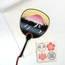 Fächer-Grußkarte Fujisan & Kraniche, mit Kyoto-Duftpulver