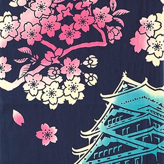 Tenugui Kirschbl�te an der Burg 35 x 90 cm