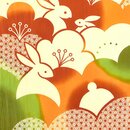 Tenugui Häschen zwischen Pflaumenblüten 36 x 88 cm