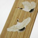 Lesezeichen aus Bambus, mit Kranichen, Kirschblüten und dem roten Fuji