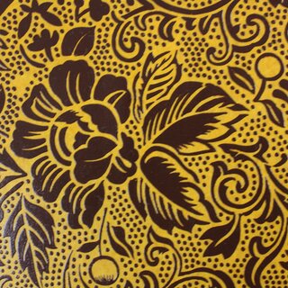 Washibogen Floral gelb-braun, Urushi-Lackoptik auf Papier 60 x 90 cm