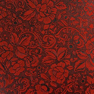 Washibogen Floral rot, Urushi-Lackoptik auf Papier 60 x...