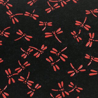 Washibogen Libellen schwarz, Urushi-Lackoptik auf Papier 60 x 90 cm