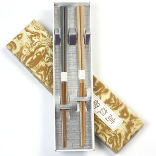 Essstbchen Paar Set wei & blau 23 cm