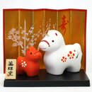 Jahrestierfigur 2026: Pferde Oyako rot-wei