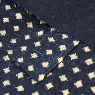 Japanischer Baumwollstoff Kasuri dunkelblau, 1 x 1,11 m