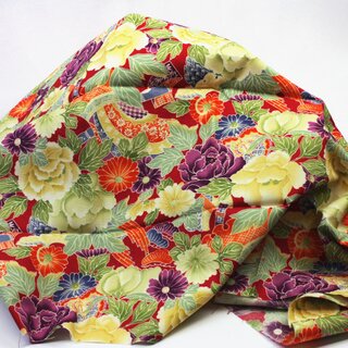 Japanischer Baumwollstoff rotbunt, 50 x 110 cm
