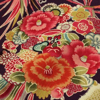 Japanischer Baumwollstoff rotbraun- bunt, 50 x 110 cm