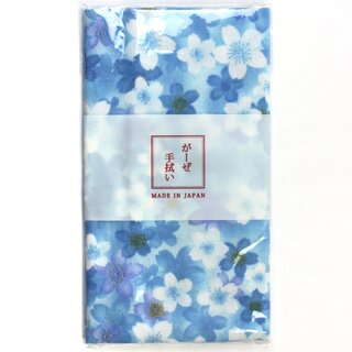 Tenugui Sakura blau 32 x 88 cm, aus zweilagiger Gaze