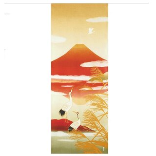 Tenugui Kraniche und Akafuji, 36 x 88 cm