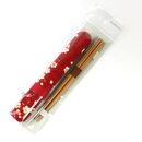 Essstäbchen mit Case Sakura Usagi rot, Stäbchen mit Transportbehälter