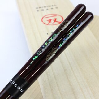 Essstbchen Perlmutt rotschwarz 21 cm, in Holzbox