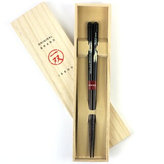 Essstbchen Perlmutt schwarz 23 cm, in Holzbox