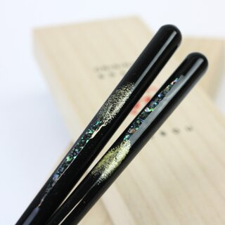 Essstbchen Perlmutt schwarz 23 cm, in Holzbox