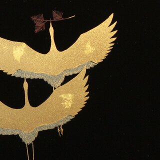 Tablett Marubon Kintsuru 30 cm, Kranich