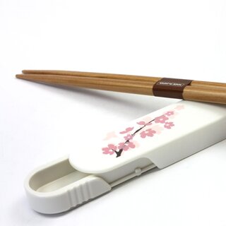 Essst�bchen mit Case Kirschbl�te wei�, St�bchen mit Transportbeh�lter