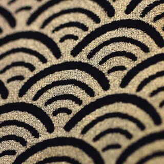 Washibogen Seigaiha schwarz-gold 48 x 64 cm