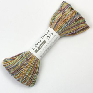 Garn f�r Sashiko, mehrfarbig bunt ged�mpfte Farben 100 m