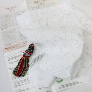 Tuch Sashiko Yukiwa no Tsubaki wei�, mit 3 Garnen