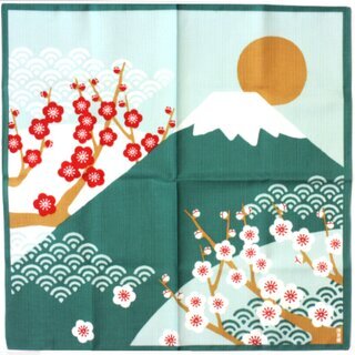 Furoshiki Gr�ner Fuji mit Pflaumenbl�ten 50 x 50 cm