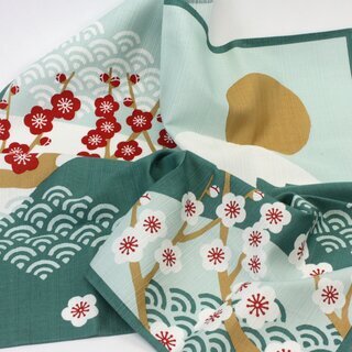 Furoshiki Gr�ner Fuji mit Pflaumenbl�ten 50 x 50 cm