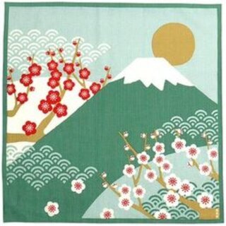 Furoshiki Gr�ner Fuji mit Pflaumenbl�ten 50 x 50 cm