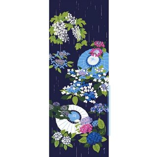 Tenugui Hortensien & Schirme 90 x 34 cm