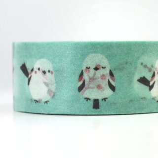 Washitape Schwanzmeise blaugr�n, 1,5 cm x 5 m