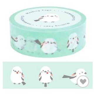 Washitape Schwanzmeise blaugr�n, 1,5 cm x 5 m