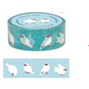 Washitape Java Sperlinge türkis, 1,5 cm x 5 m