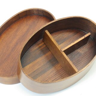 Lunchbox Wappa Bento Holz dunkel, 180 x 120 x 57 mm