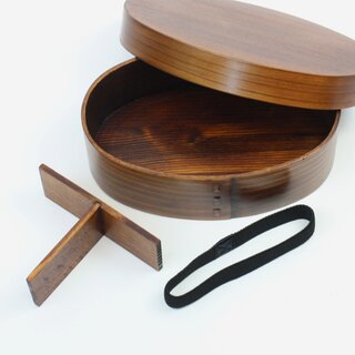 Lunchbox Wappa Bento Holz dunkel, 180 x 120 x 57 mm