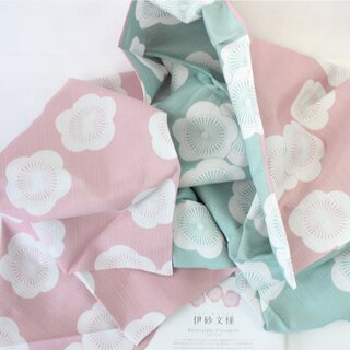 Furoshiki Pflaumenbl�ten zartrosa/mint 100 x 100 cm
