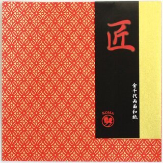 Double Color Washi TakumiHanabishi rot-gold, 25 cm, 5 Blatt