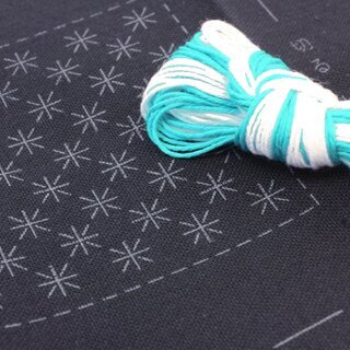 Sashiko Stickerei-Set 2 Untersetzer blau, mit Garn & Nadel