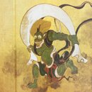 Stellwand Raijin (Tempelgötter) 21 cm hoch, als Hintergrund für Dekoobjekte