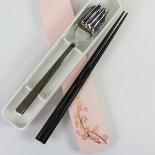 Essst�bchen, Gabel & L�ffel Kirschbl�ten rosa, mit Transportbeh�lter