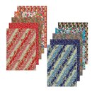 B4 Washi Mix 360 x 255 mm, 10 Blatt in 5 Mustern rot & blau