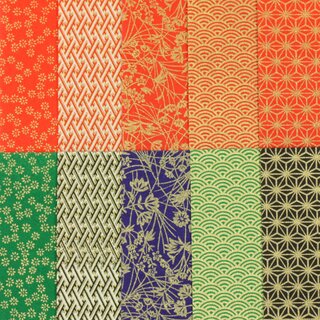B4 Kinran Washi 360 x 255 mm, 10 Blatt in 5 Mustern