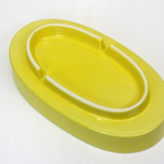 Ikebanaschale mit Fu�, gelb, 32 x 18 x 8 cm<