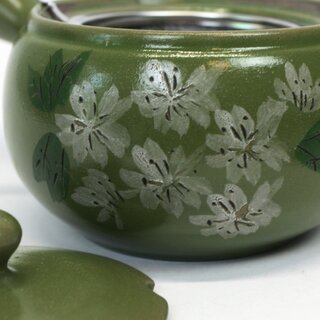 Gr�nteekanne, Kyusu Sakura gr�n 360 ml, herausnehmbares Sieb mit Griff