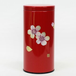 Teedose Maki-E Kirschbl�ten rot, 15,3 cm hoch,, handbemalt, Lackbeschichtung