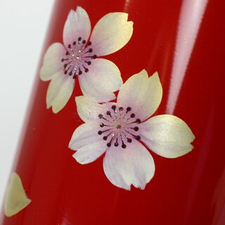Teedose Maki-E Kirschbl�ten rot, 15,3 cm hoch,, handbemalt, Lackbeschichtung