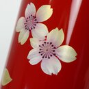 Teedose Maki-E Kirschblüten rot, 15,3 cm hoch,, handbemalt, Lackbeschichtung