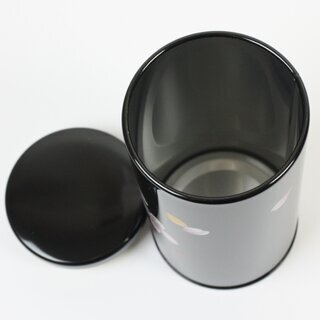 Teedose Maki-E Kirschbl�ten schwarz, 15,3 cm hoch, handbemalt